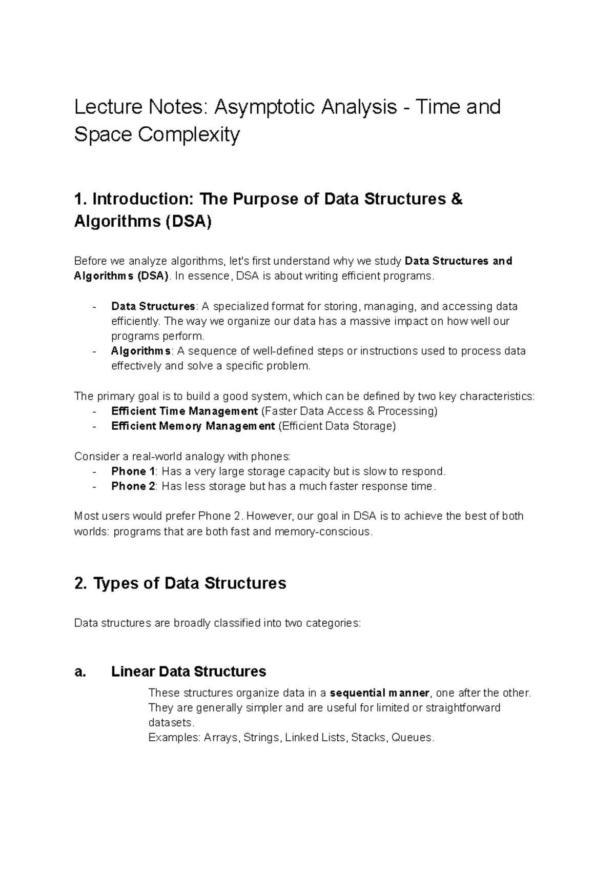 Lecture Notes: Asymptotic Analysis - Time & Space Complexity - Studocu