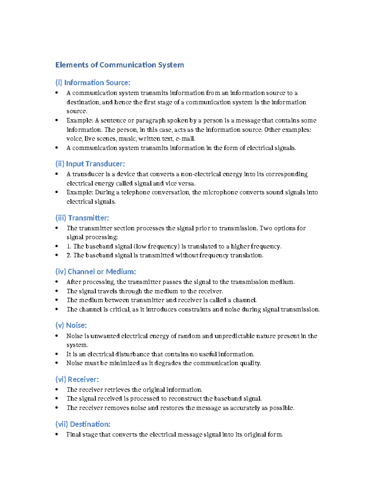 Elements of Communication System: Key Components Explained - Studocu