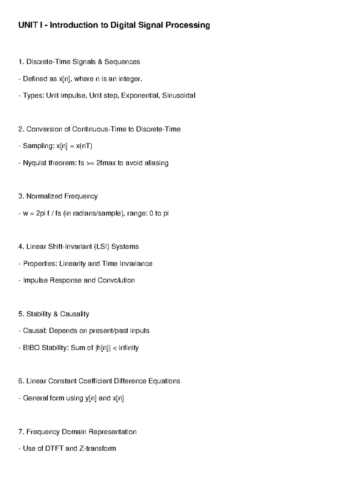 Digital Signal Processing (DSP) - Unit I to IV Notes - Studocu
