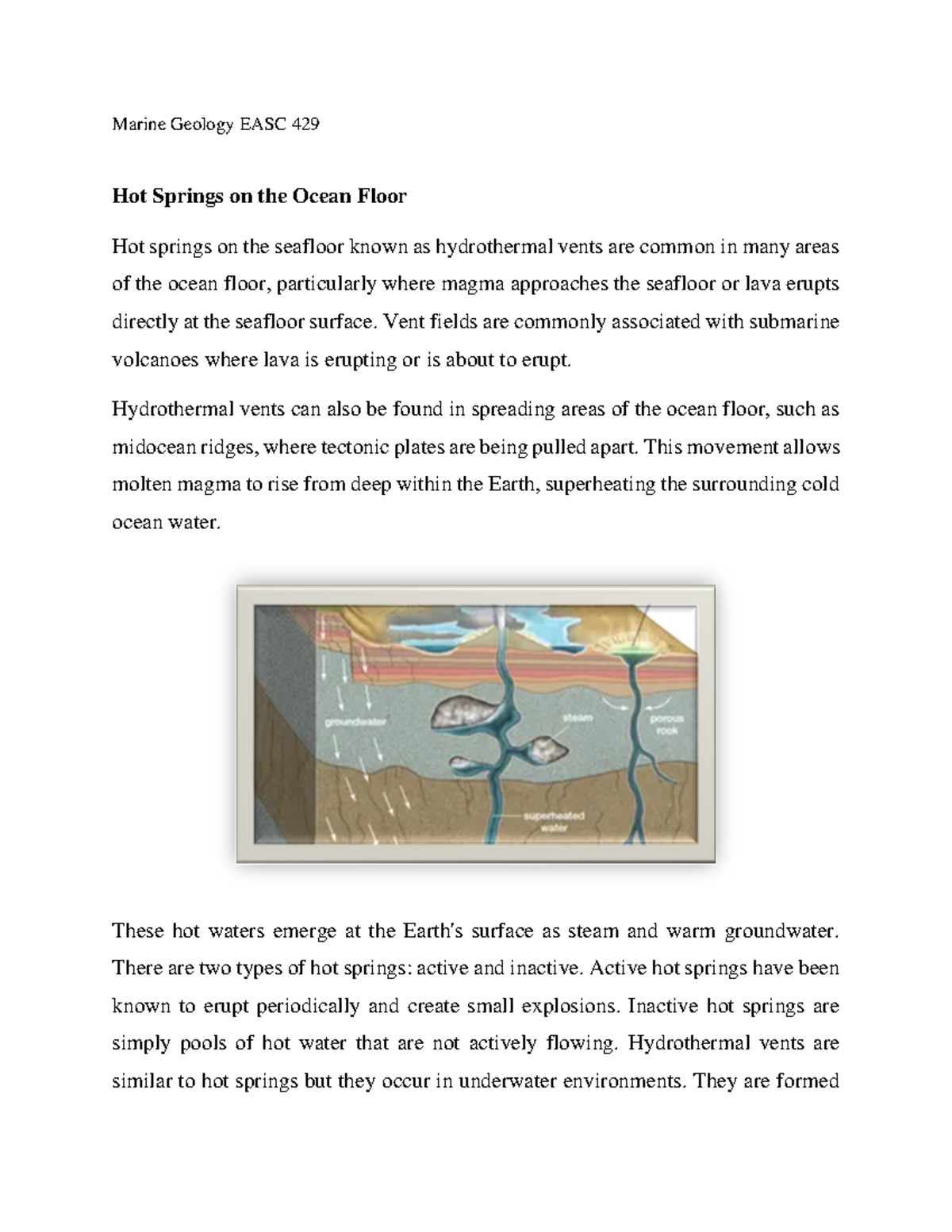 Hot springs on the ocean floor - Marine Geology EASC 429 Hot Springs on ...