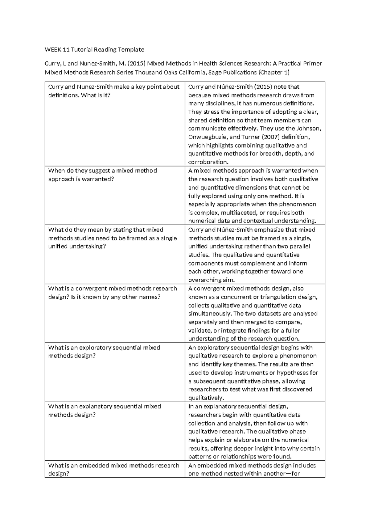 HLTH1002 Week 11 Tutorial: Mixed Methods Research Insights - Studocu