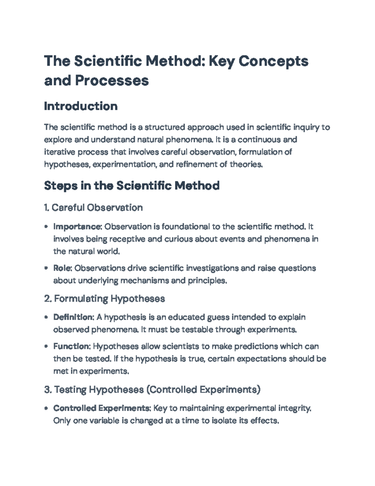Scientific Method: Key Concepts and Procedures in Inquiry Analysis ...