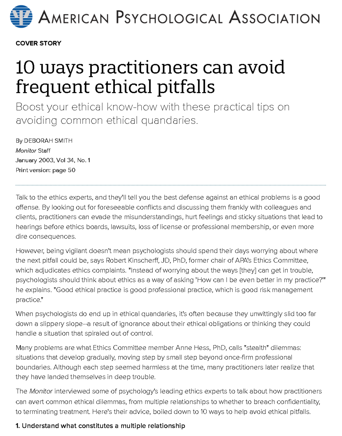 10 Ways Practitioners Can Avoid Ethical Pitfalls: A Guide - Studocu