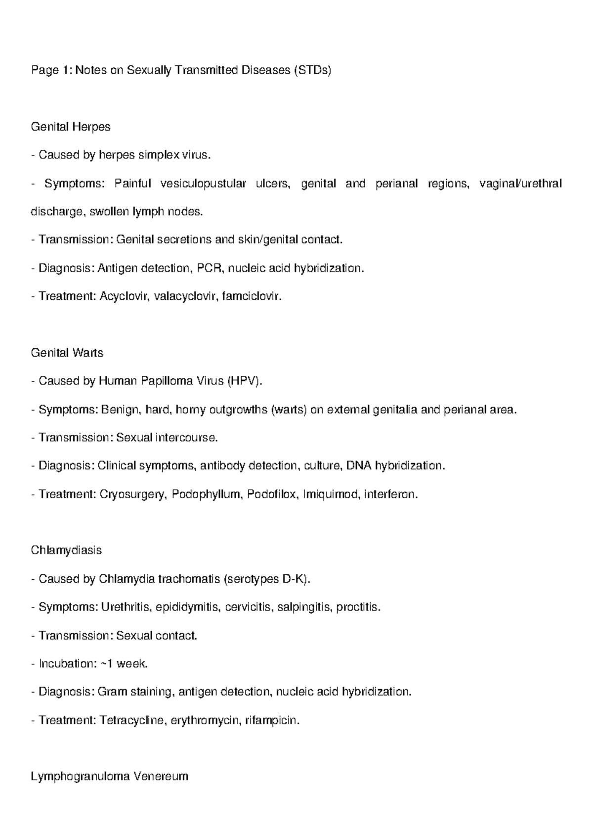 STDs and Reproductive Health Notes (Course Code: STD 101) - Studocu