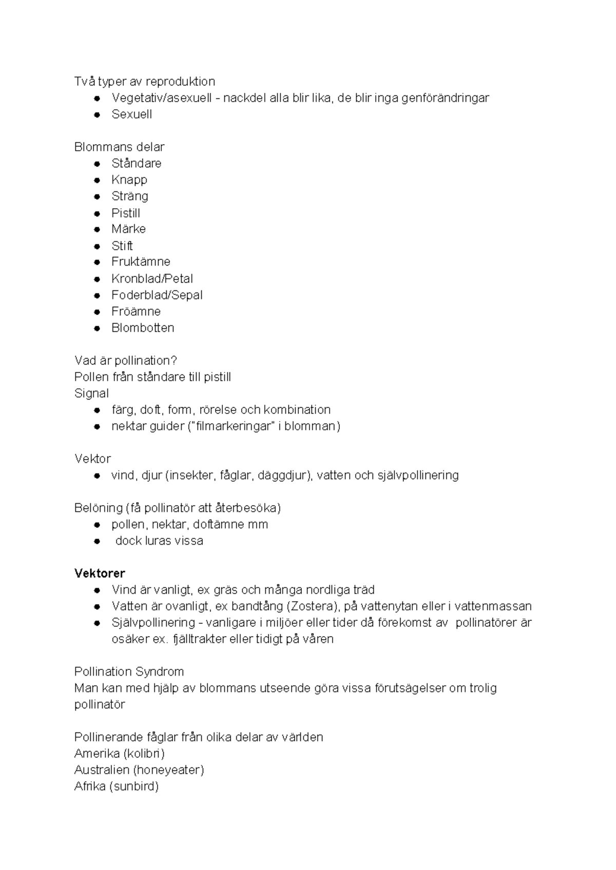 Pollination - Lecture Notes on Plant Reproduction Mechanisms - Studocu