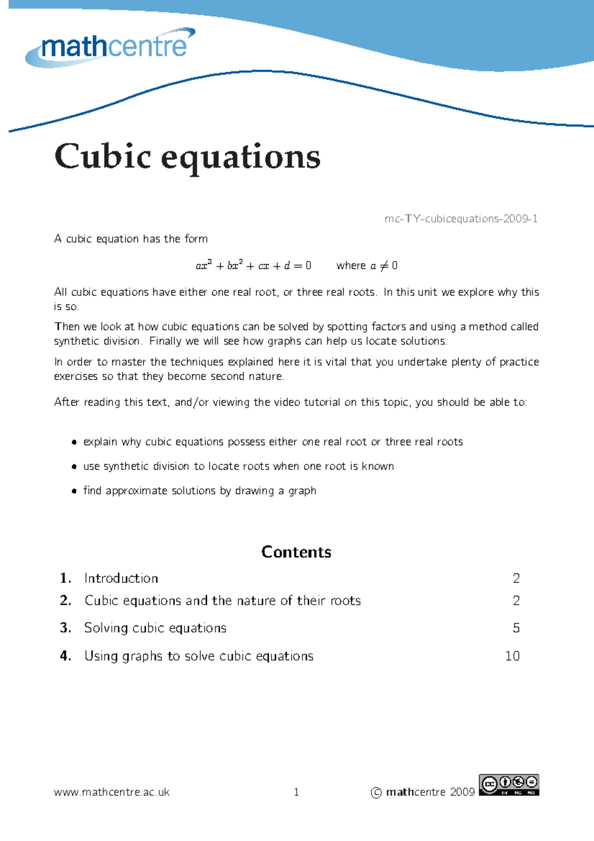 Cubic equations: Understanding roots and solving techniques (MATH 2009 ...
