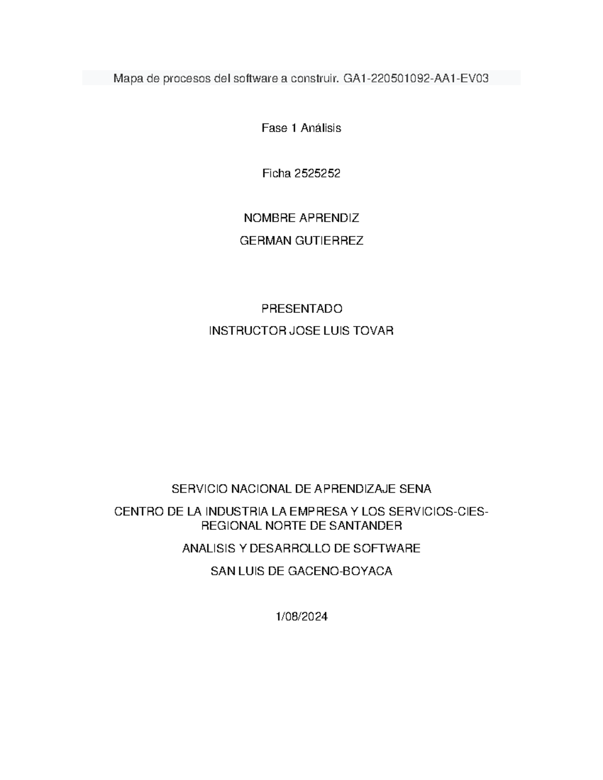 Mapa de procesos del software a construir. GA1-220501092-AA1-EV03 ...