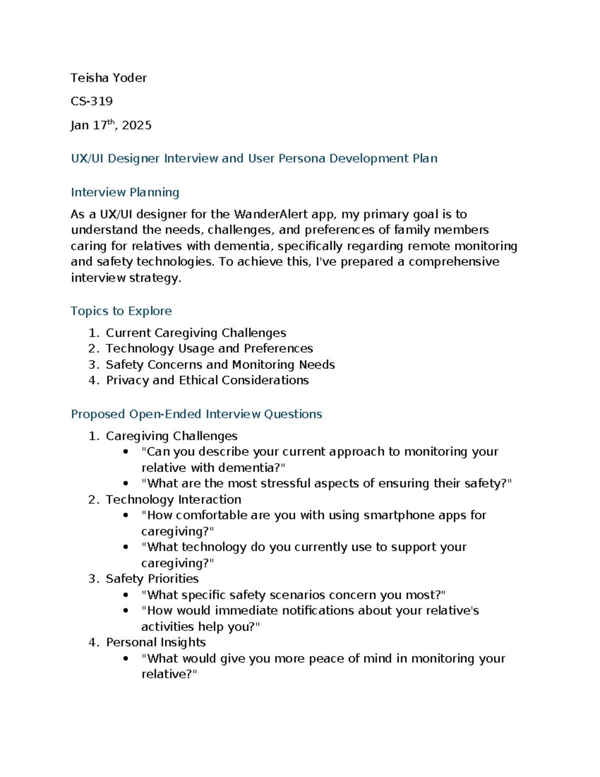 CS319 Module Two - Yoder - Teisha Yoder CS- Jan 17th, 2025 UX/UI ...