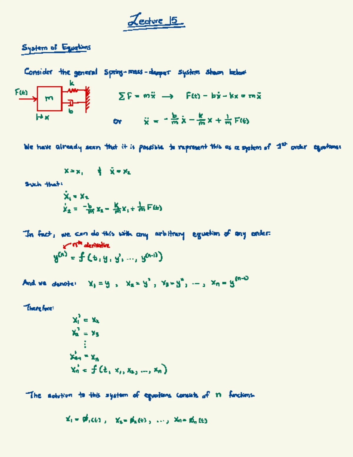 Lecture 7 - Notes on Linear ODEs and Existence Theorems - Studocu