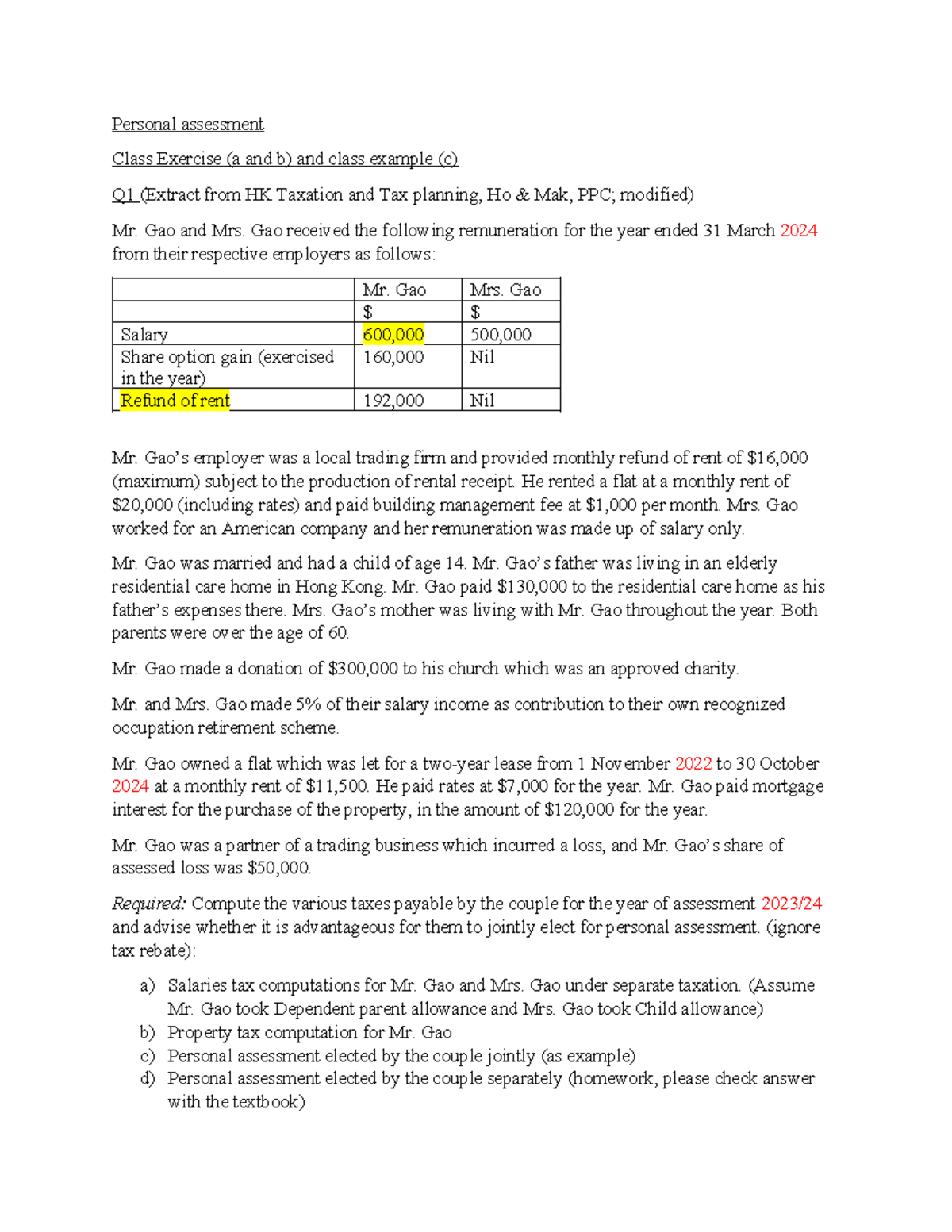 Week 12 Personal Assessment Exercise and Computation for Tax 2023/24 ...