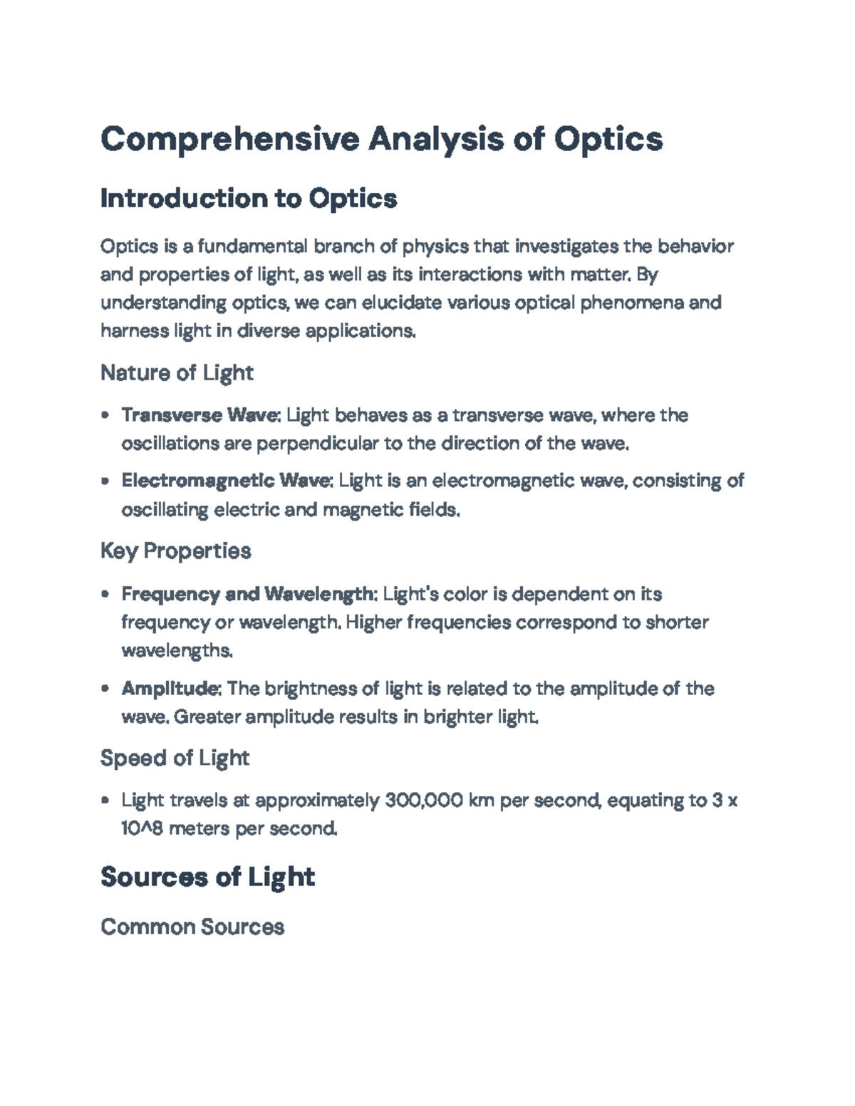 Comprehensive Overview of Optics - Key Concepts and Applications ...