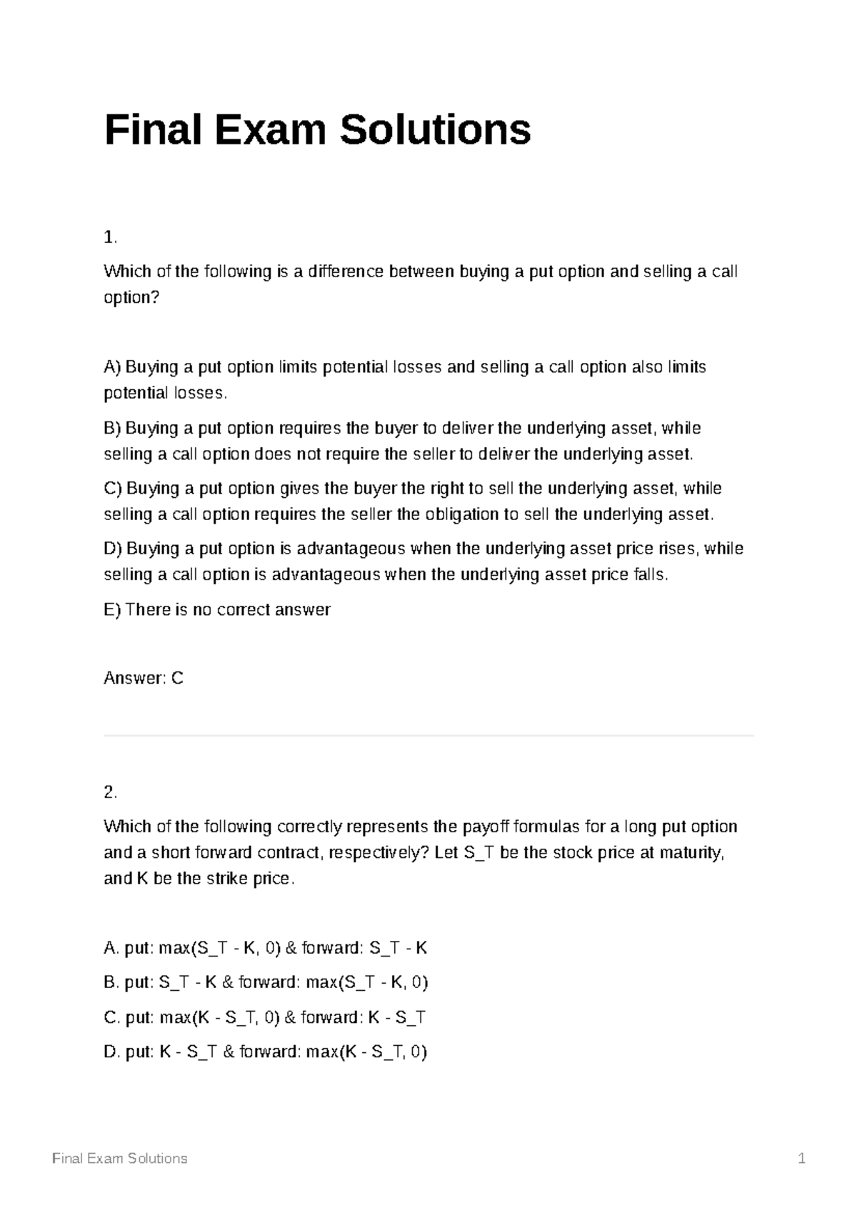 Final Exam Solutions for 2023 1학기 족보 - Exam Questions - Studocu