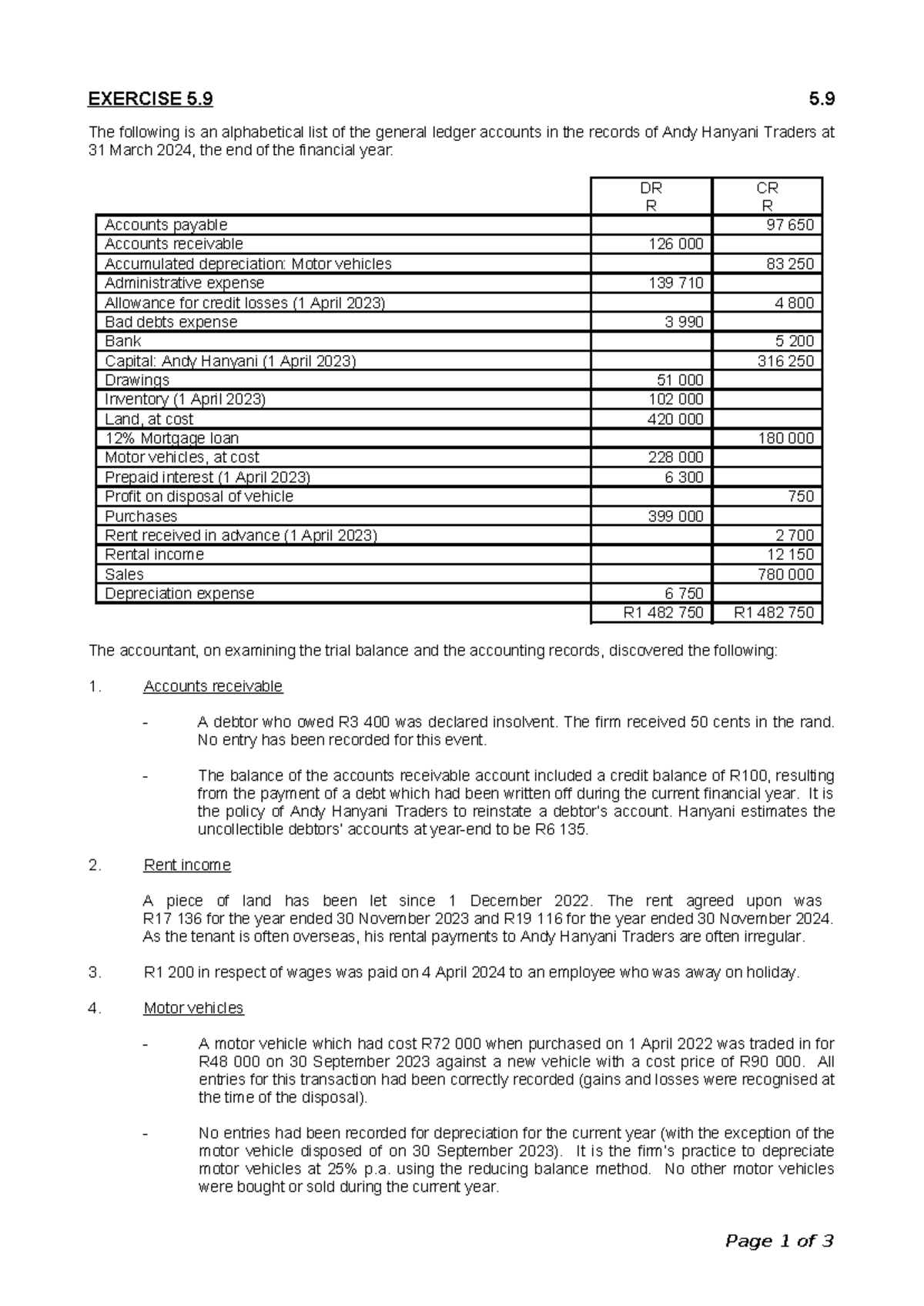 Exercise 5.09: General Ledger Adjustments & Financial Statements for ...
