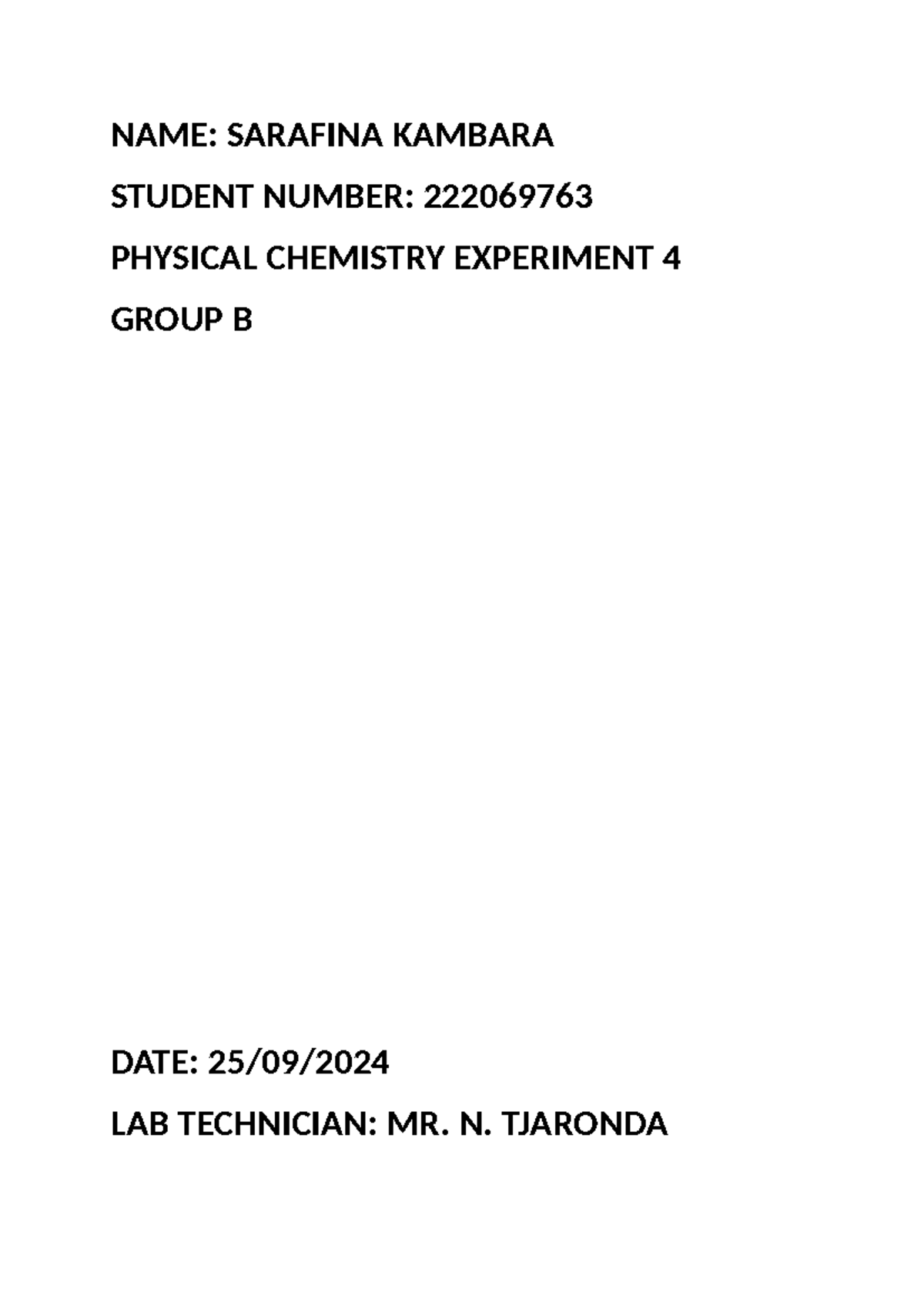 Kinetic Study of the Reaction of KI with FeCl3 - PHYC 101 Lab Report ...