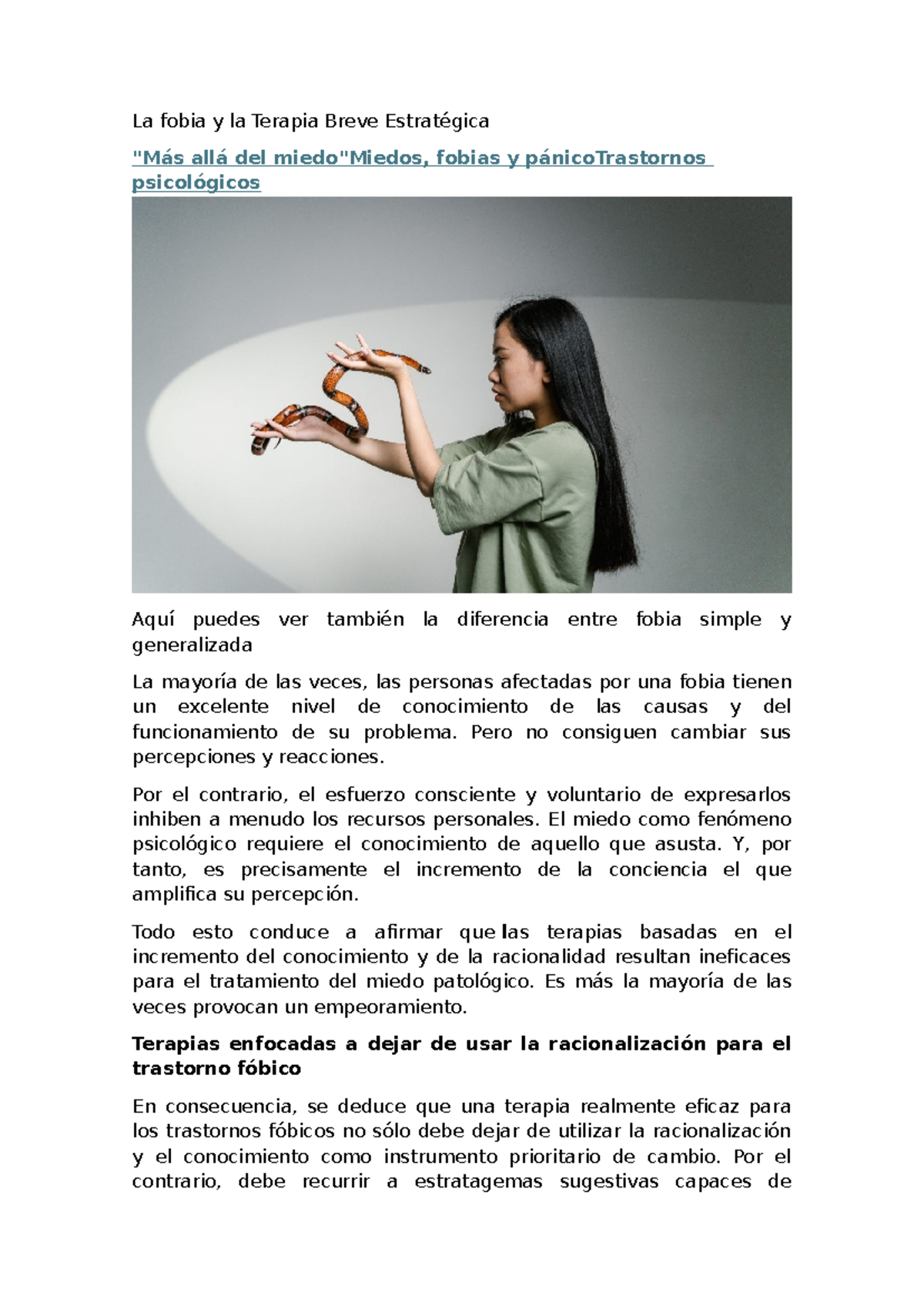 La fobia y la Terapia Breve Estratégica: Tratamiento Efectivo para ...
