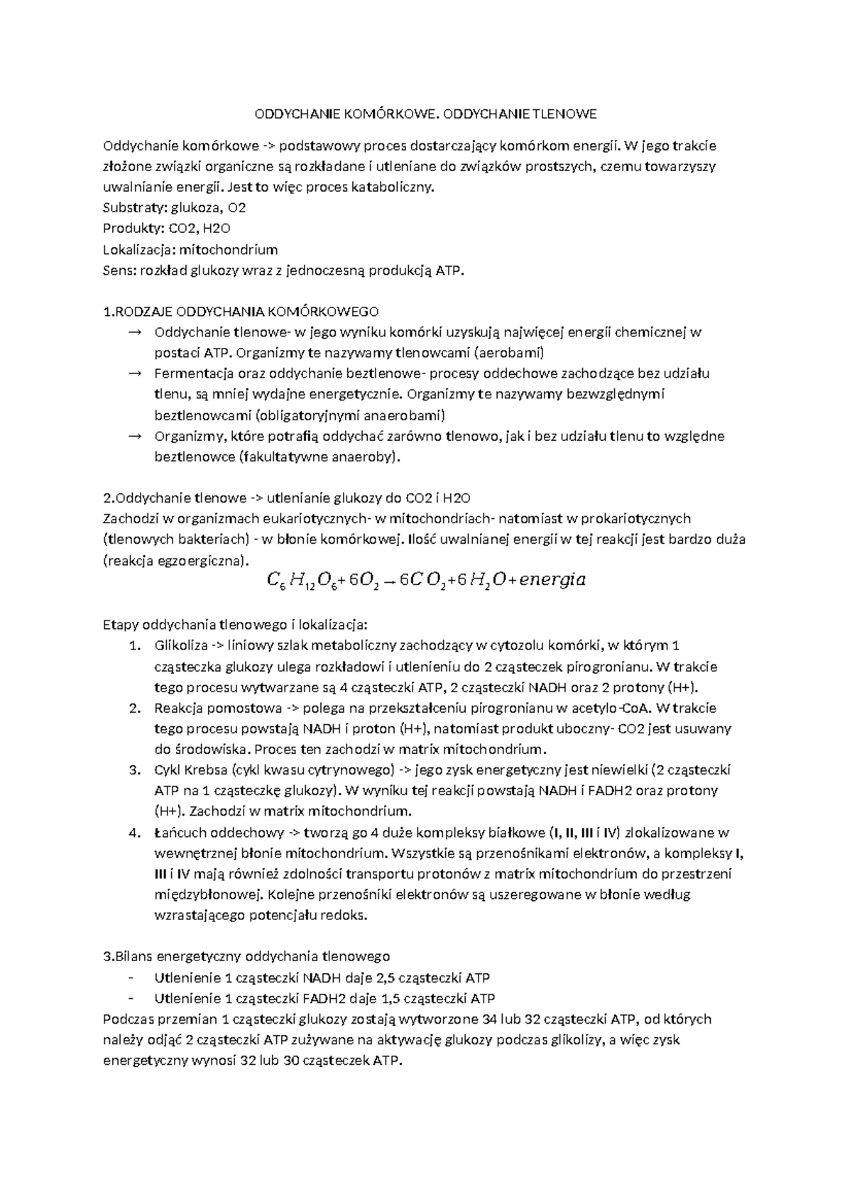 Procesy beztlenowego uzyskiwania energii – Notatki wykładowe - Studocu