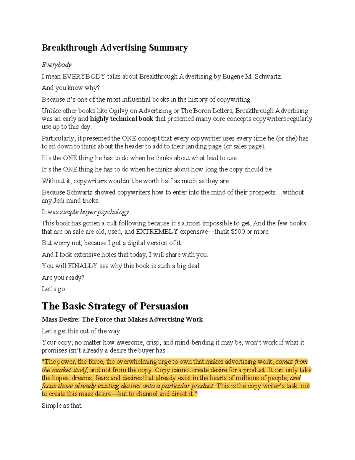 Breakthrough Advertising (Summary) - Key Insights from Schwartz