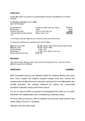 MAC3761 - Unisa - Management Accounting - Studocu