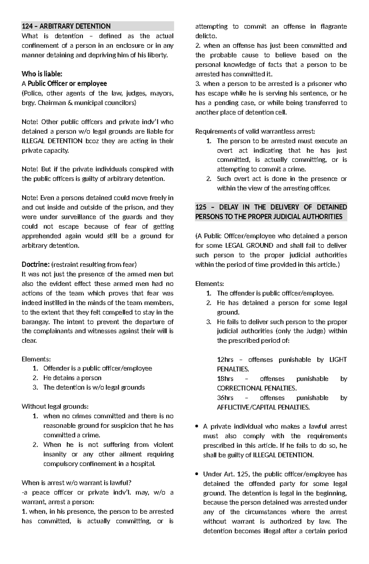 ART 124-133 OF RPC: Summary of Legal Provisions for Law Students - Studocu