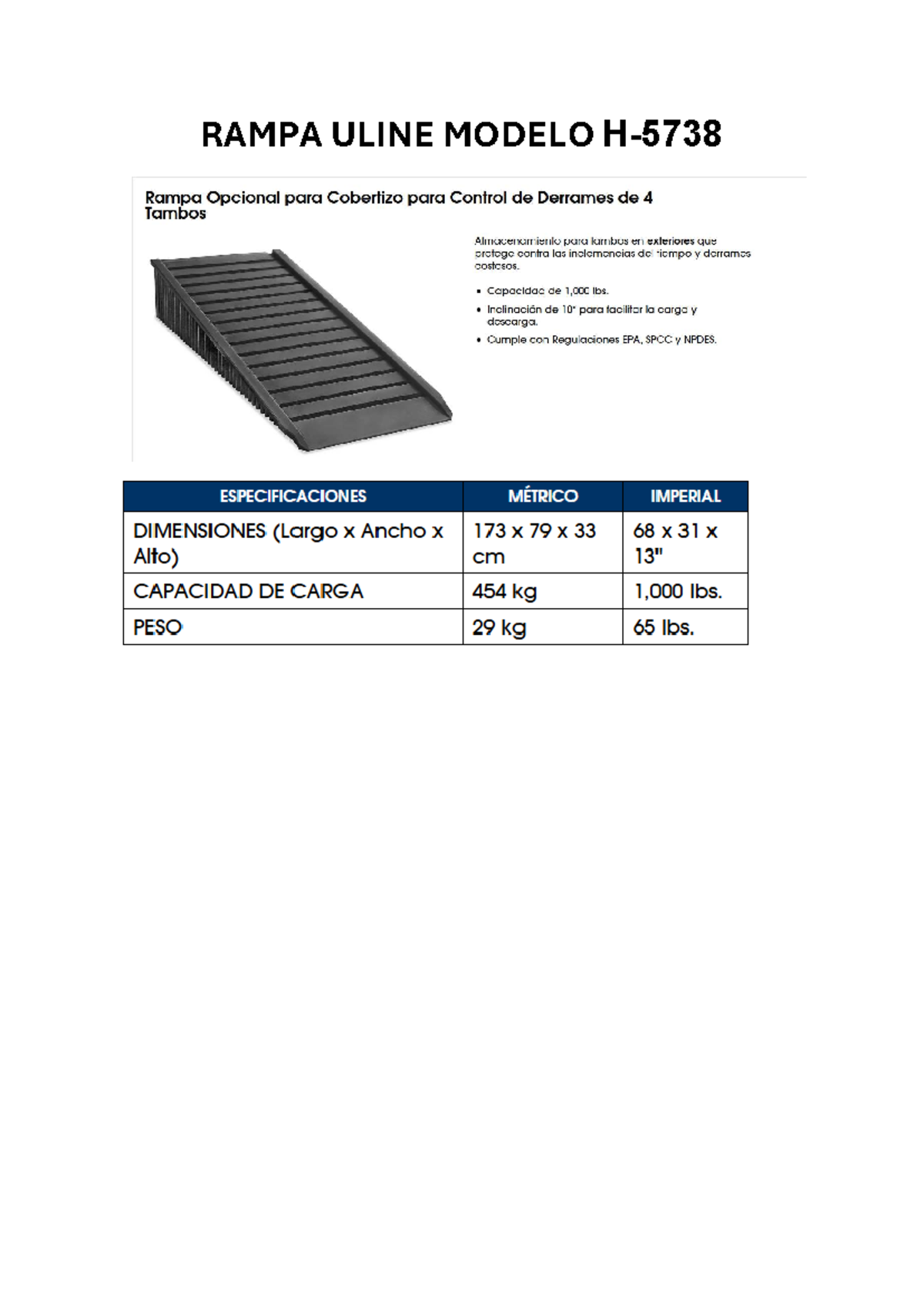 Rampa Uline Modelo H-5738 - Logística Internacional - RAMPA ULINE ...