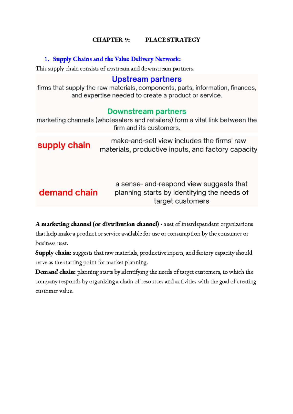 CHAPTER C9: Supply Chain Strategies and the Value Delivery Network ...