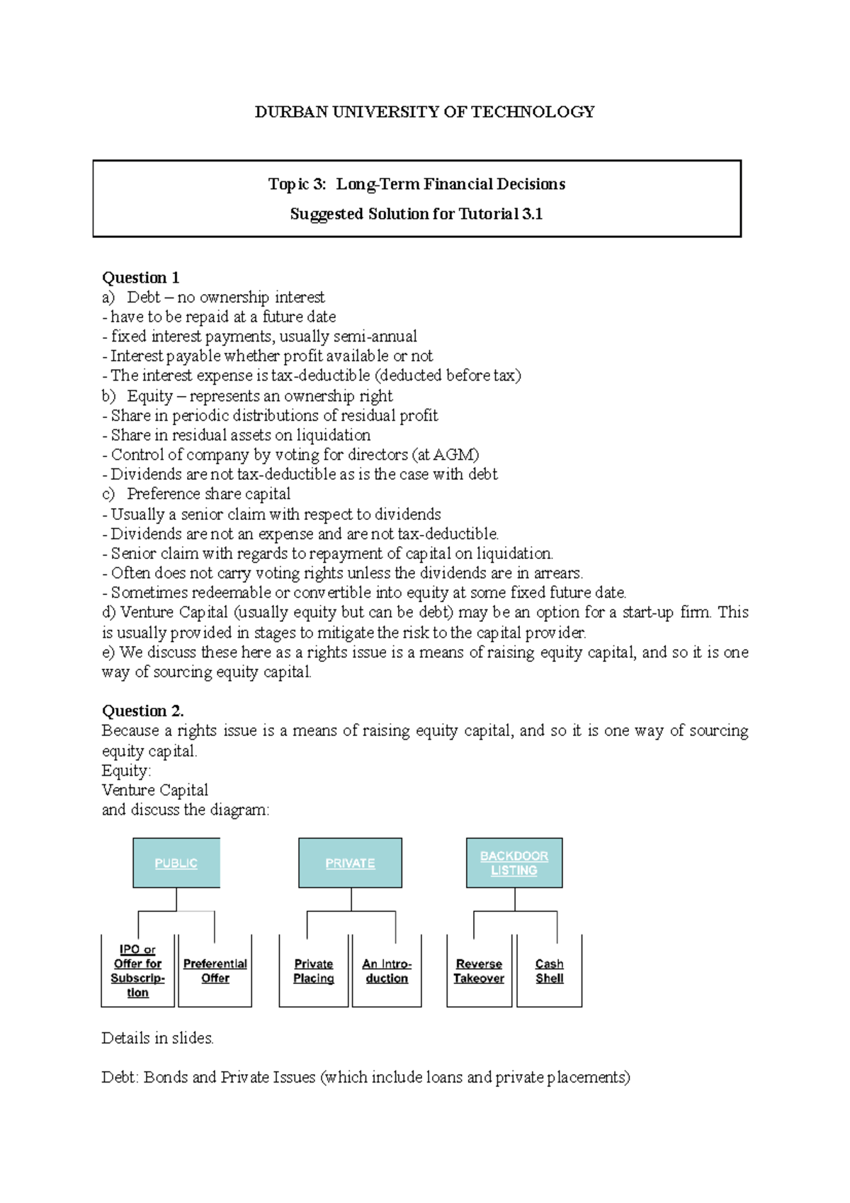 Tutorial 3.1 Solutions: Cost of Capital (Finance 101) - Studocu