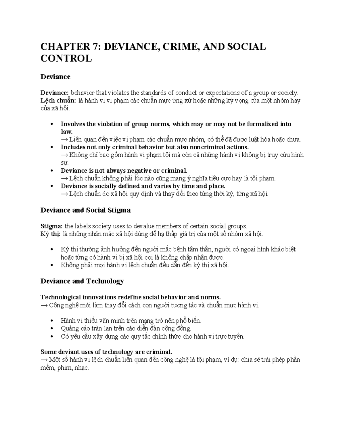 CHAPTER 7: DEVIANCE, CRIME, AND SOCIAL CONTROL - SOC 71112 - Studocu