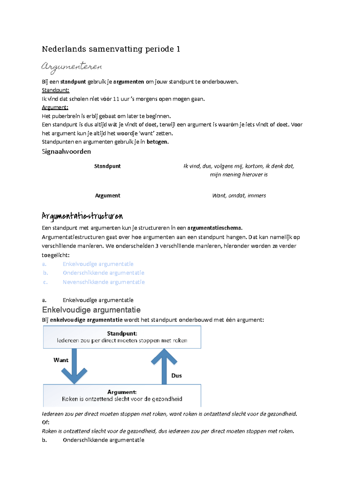 Nederlands Samenvatting Periode 1: Argumenteren en Structuren - Studeersnel