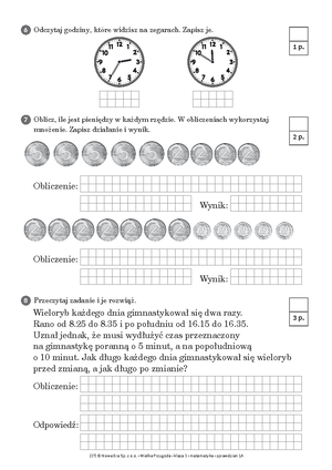 Sprawdzian z matematyki klasa 3 - SPRAWDZIAN UMIEJĘTNOŚCI
