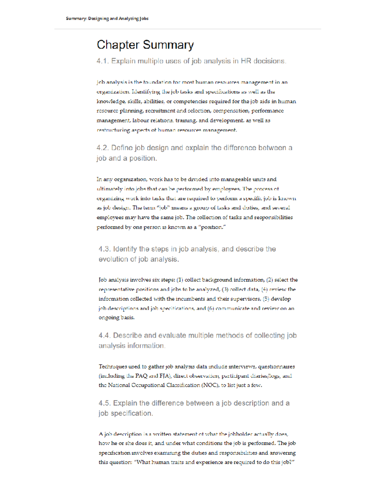 MGMT-1017 HR Management - Chapter 4 Summary - Summary: Designing and ...