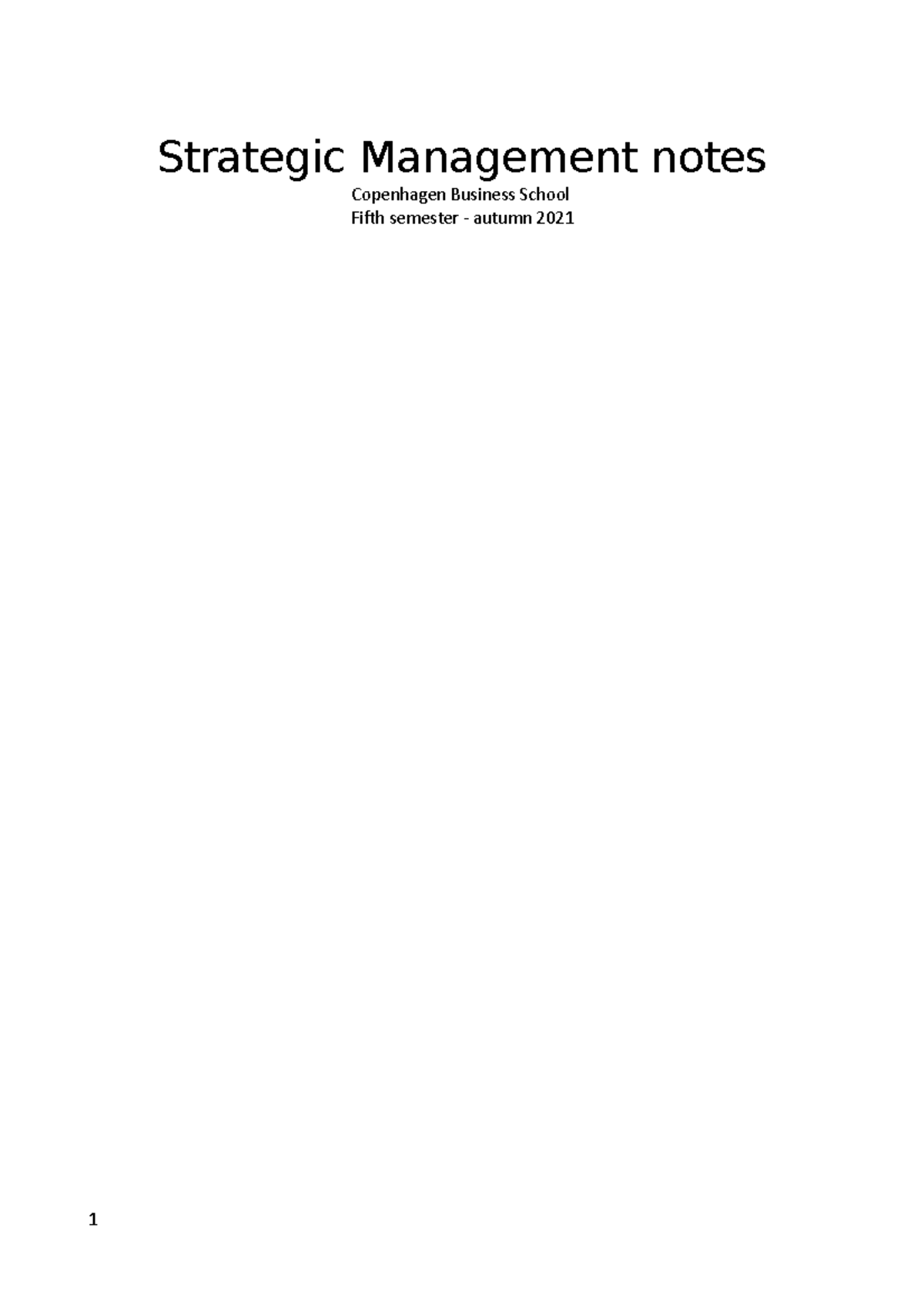 Strategic Management (BSM101): Comprehensive Lecture Notes Collection ...