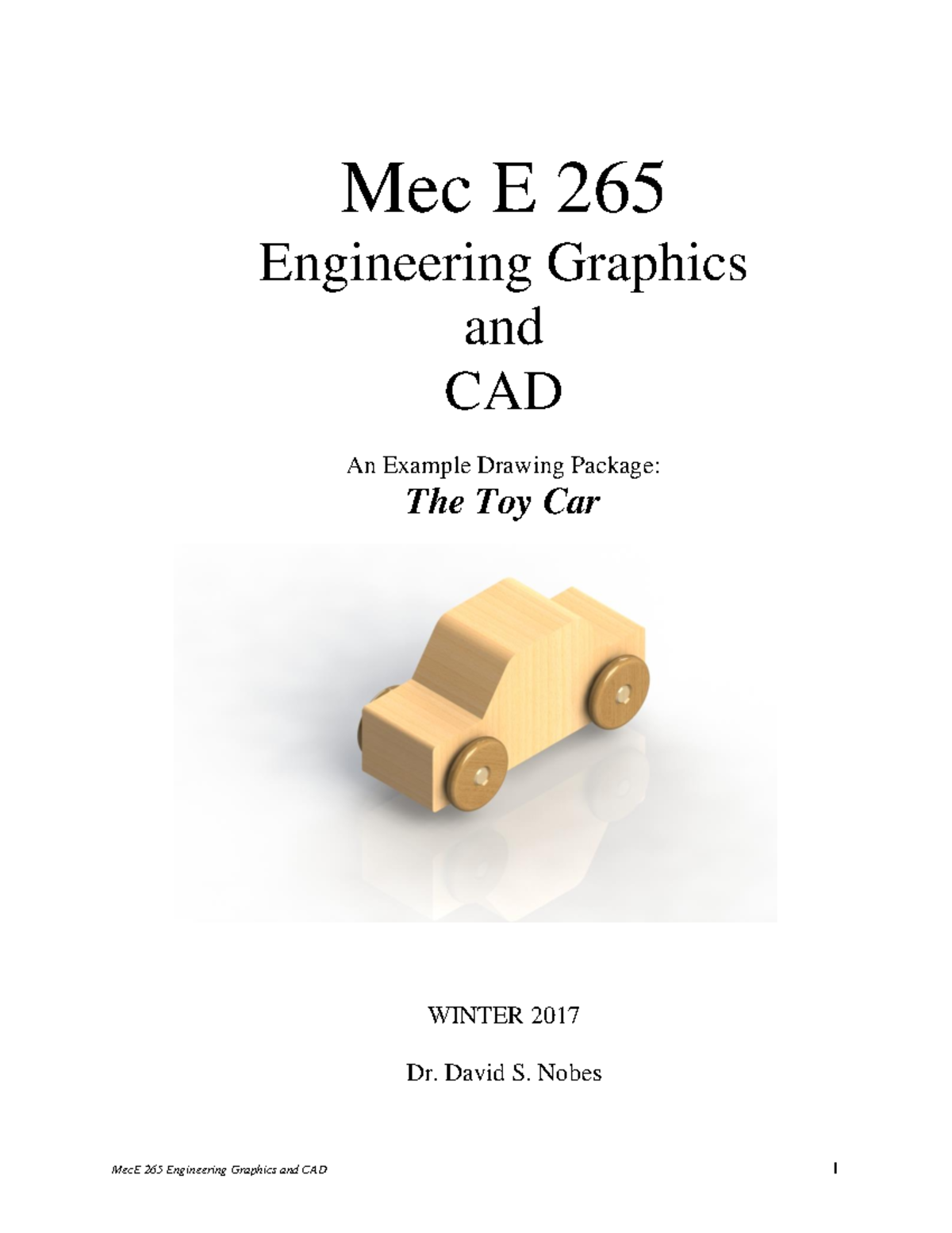 Mec E 265 Toy Car Drawing Package - Winter 2017 - Studocu