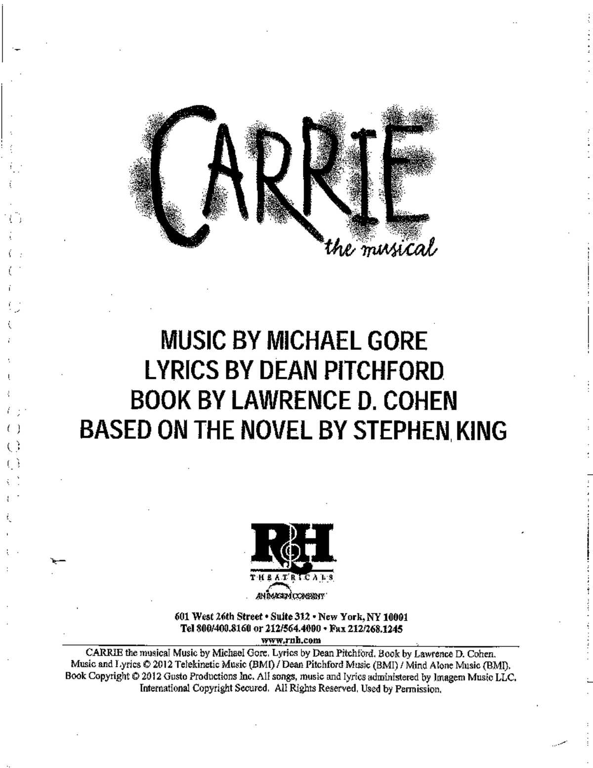 393462242 Carrie the Musical Script (2012) - Detailed Overview and ...
