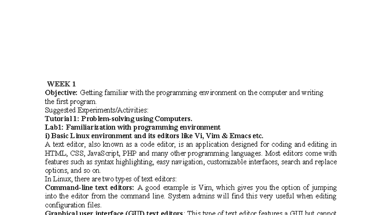 C Lab Manual ECE: Intro to Programming & Basic C Concepts - Studocu