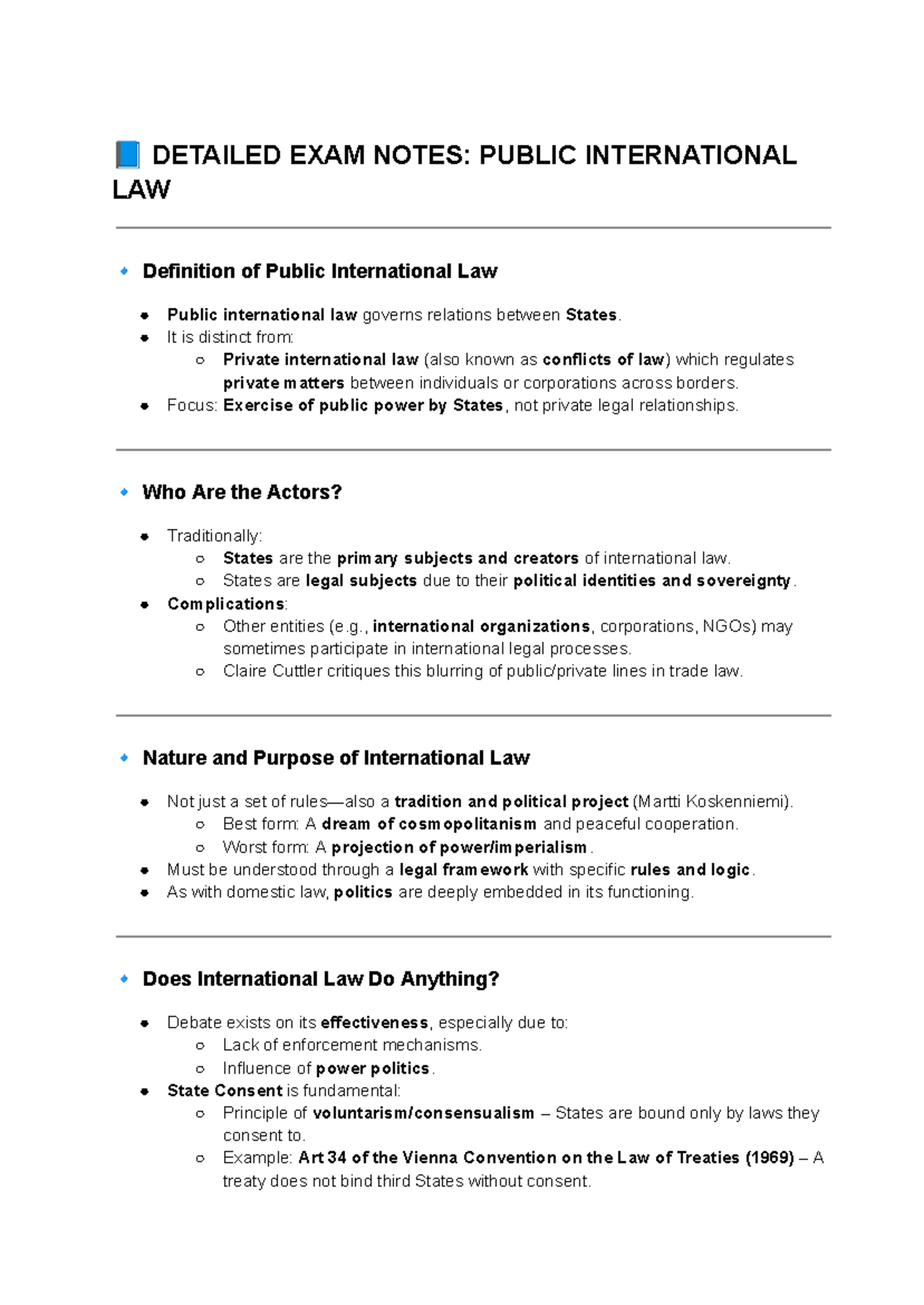 WEEK 2 EXAM NOTES: PUBLIC INTERNATIONAL LAW & CUSTOMARY LAW - Studocu