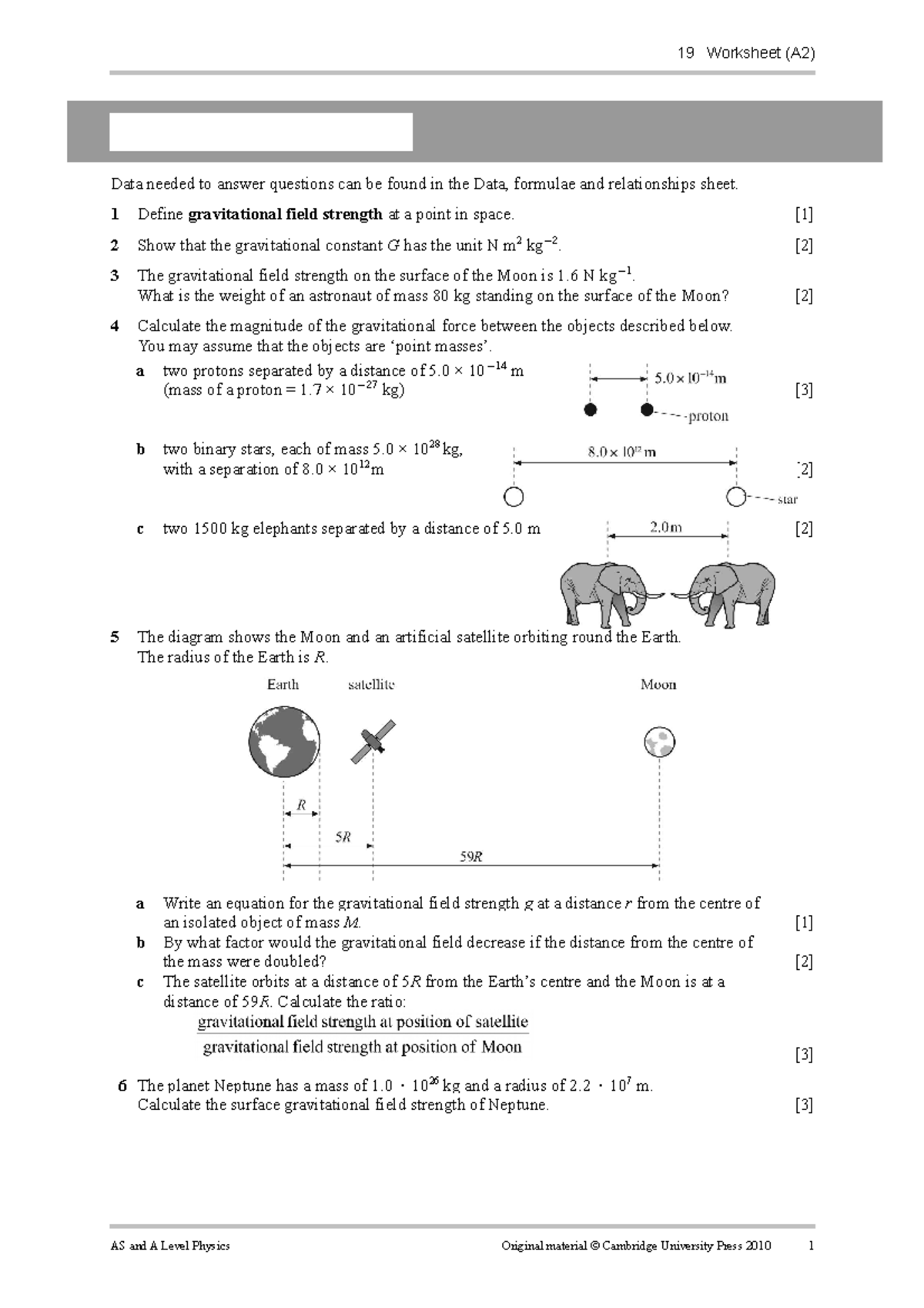 Gravitational Fields Practice Questions - Worksheet A2 - Studocu