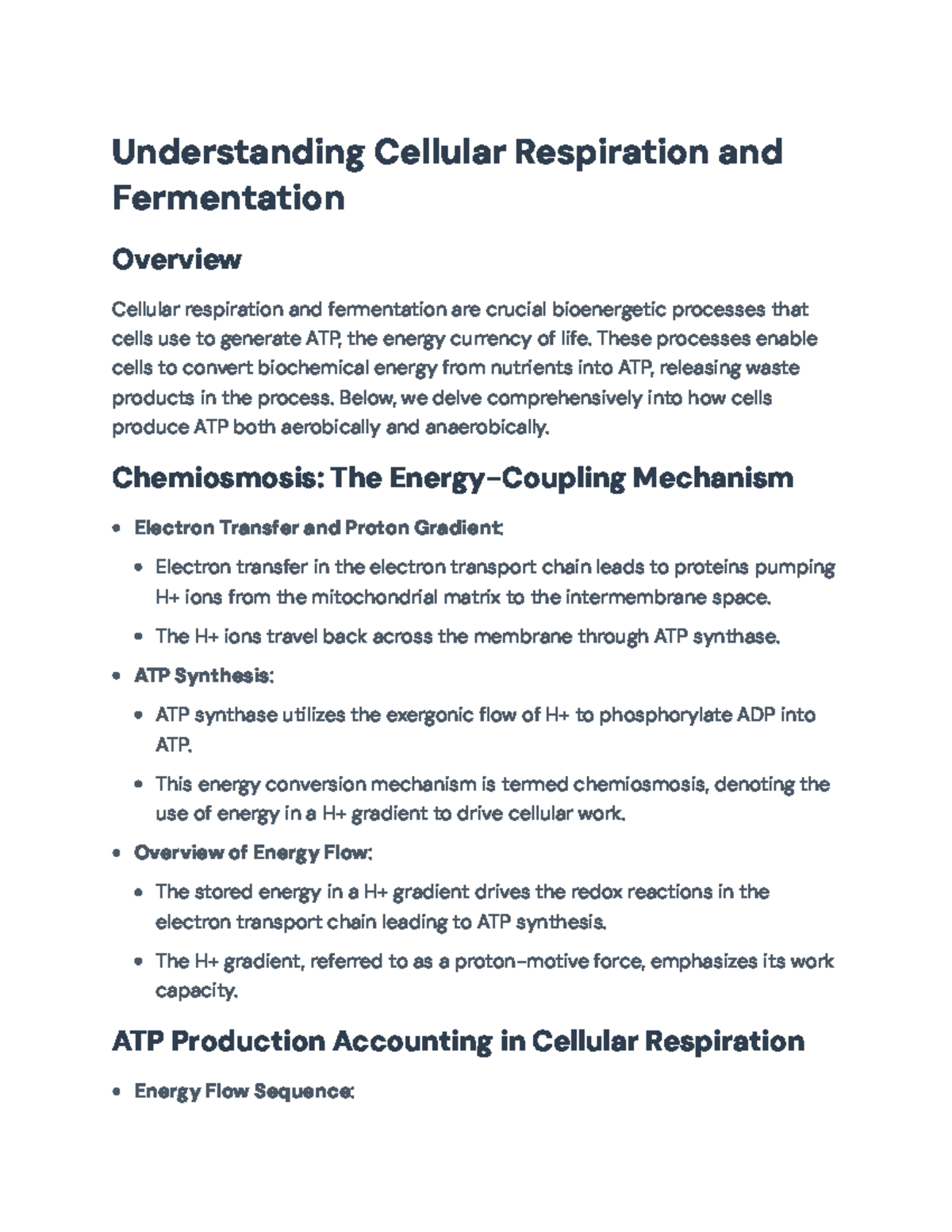 Understanding Cellular Respiration and Fermentation in Bioenergetics ...