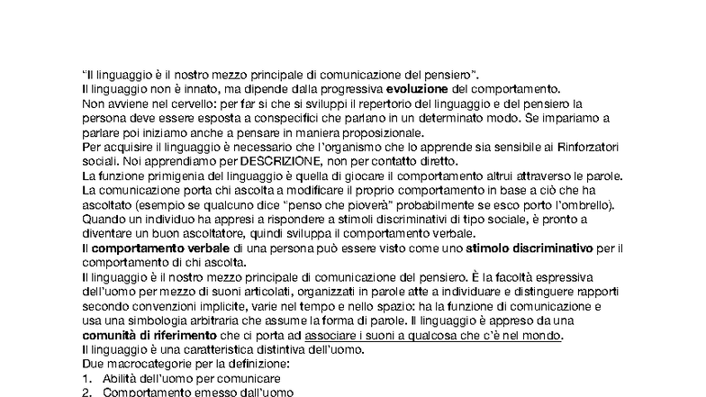 CAP 8: Linguaggio e Comportamento Verbale - Interazioni Umane - Studocu