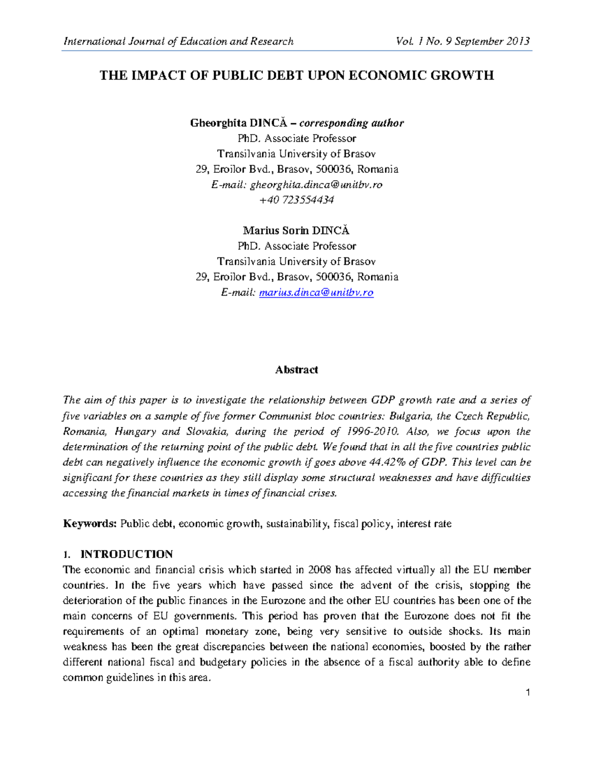 The Impact of Public Debt on Economic Growth in EU Emerging Countries ...