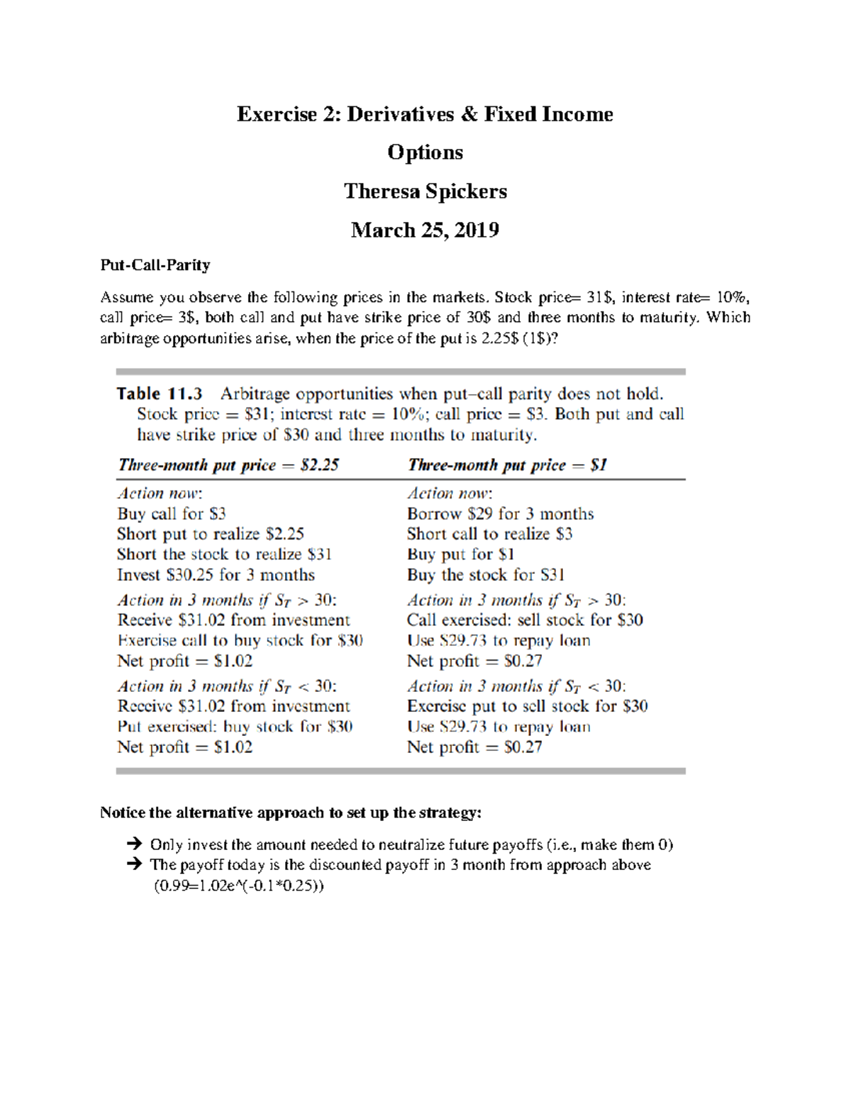 Exercise 2: Options Analysis & Solutions for Derivatives (FIN 301) - Studocu