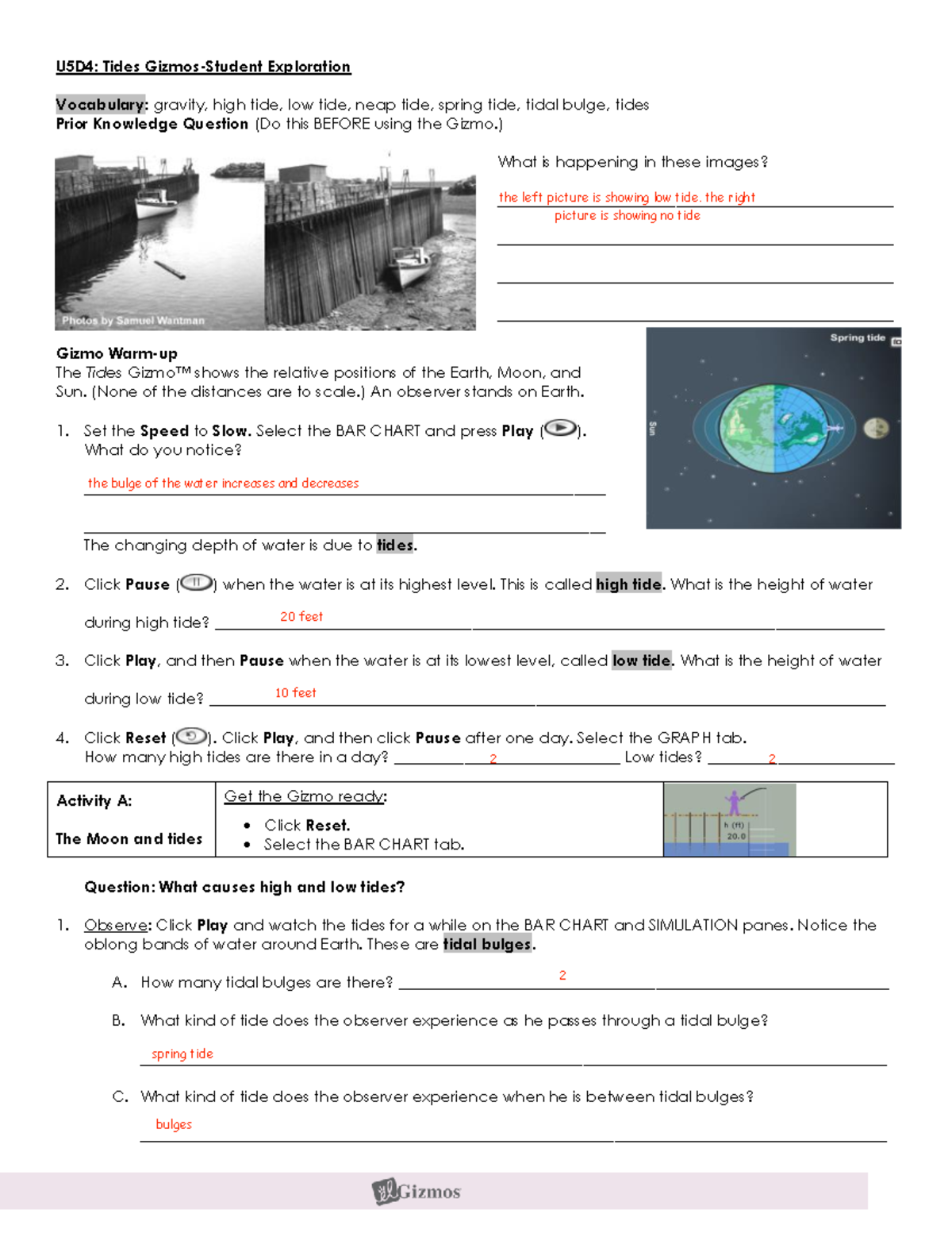 U5D4: Tides Gizmos Exploration - Detailed Student Guide - Studocu