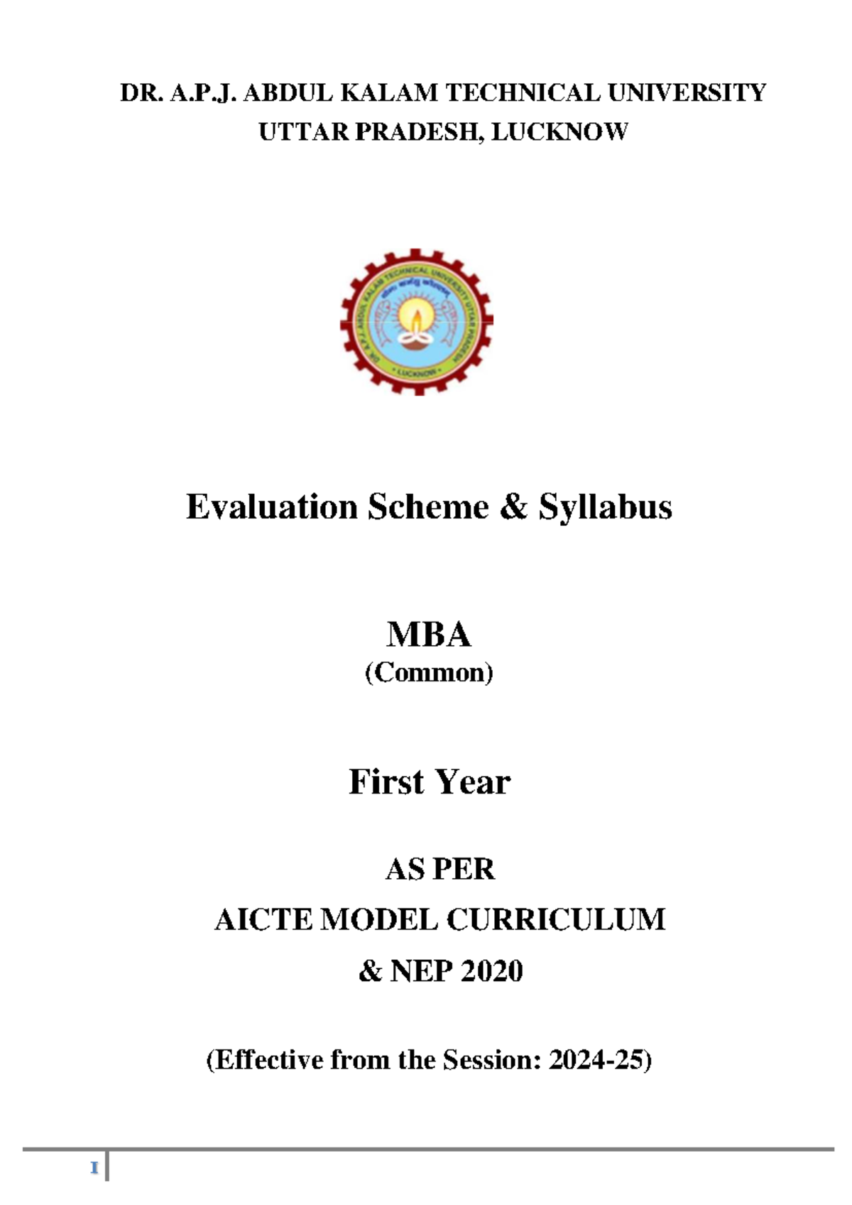 MBA Common First Year Syllabus Overview for 2024-25 Sessions - Studocu