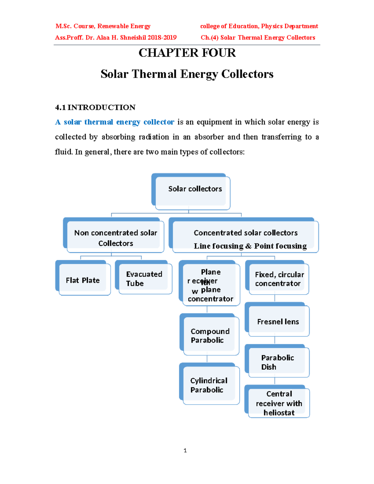 M.Sc. Renewable Energy: Chapter 4 - Solar Thermal Energy Collectors ...