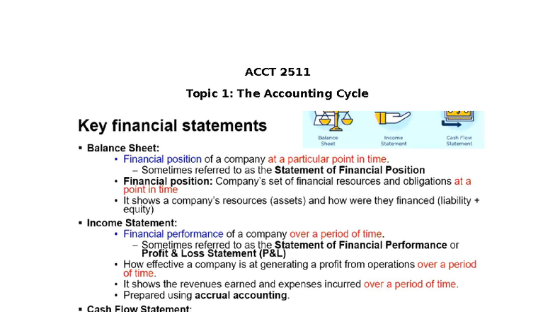 Accounting Cycle - Week 2 - ACCT2511 - ACCT 2511 Topic 1: The ...