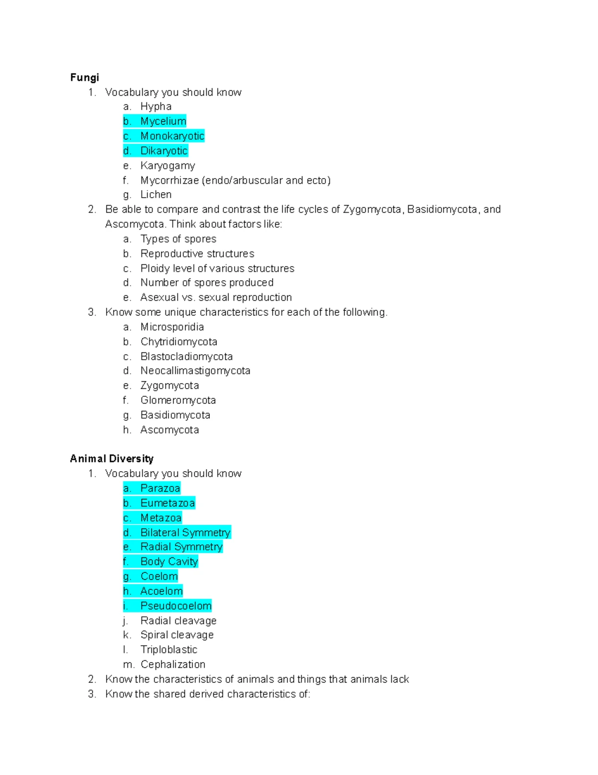 A Detailed Study of Animal Body Plans and Diversity (BIOL 101) - A ...