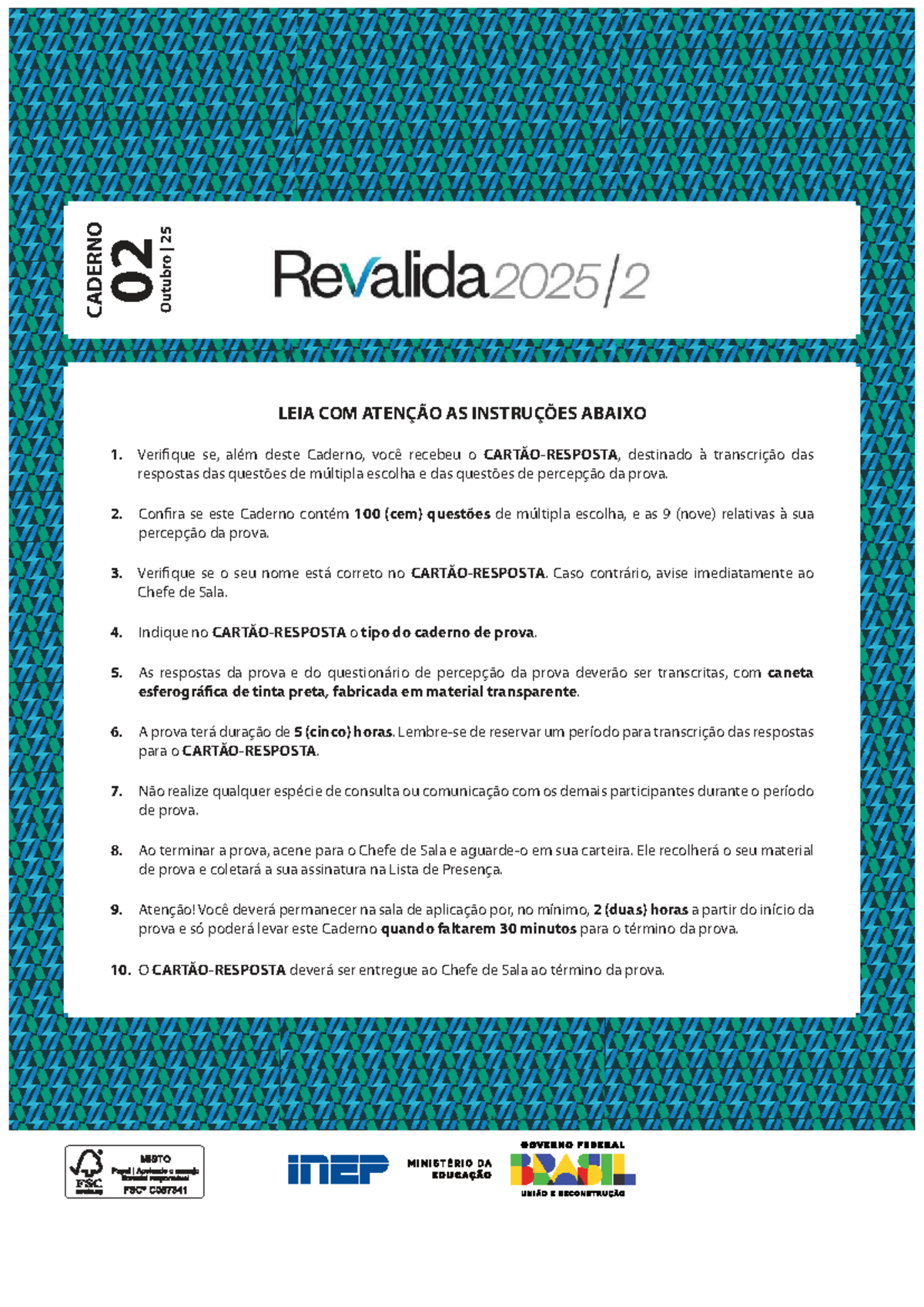 Revalida INEP 2025.2: Instruções e Questões de Prova - Studocu