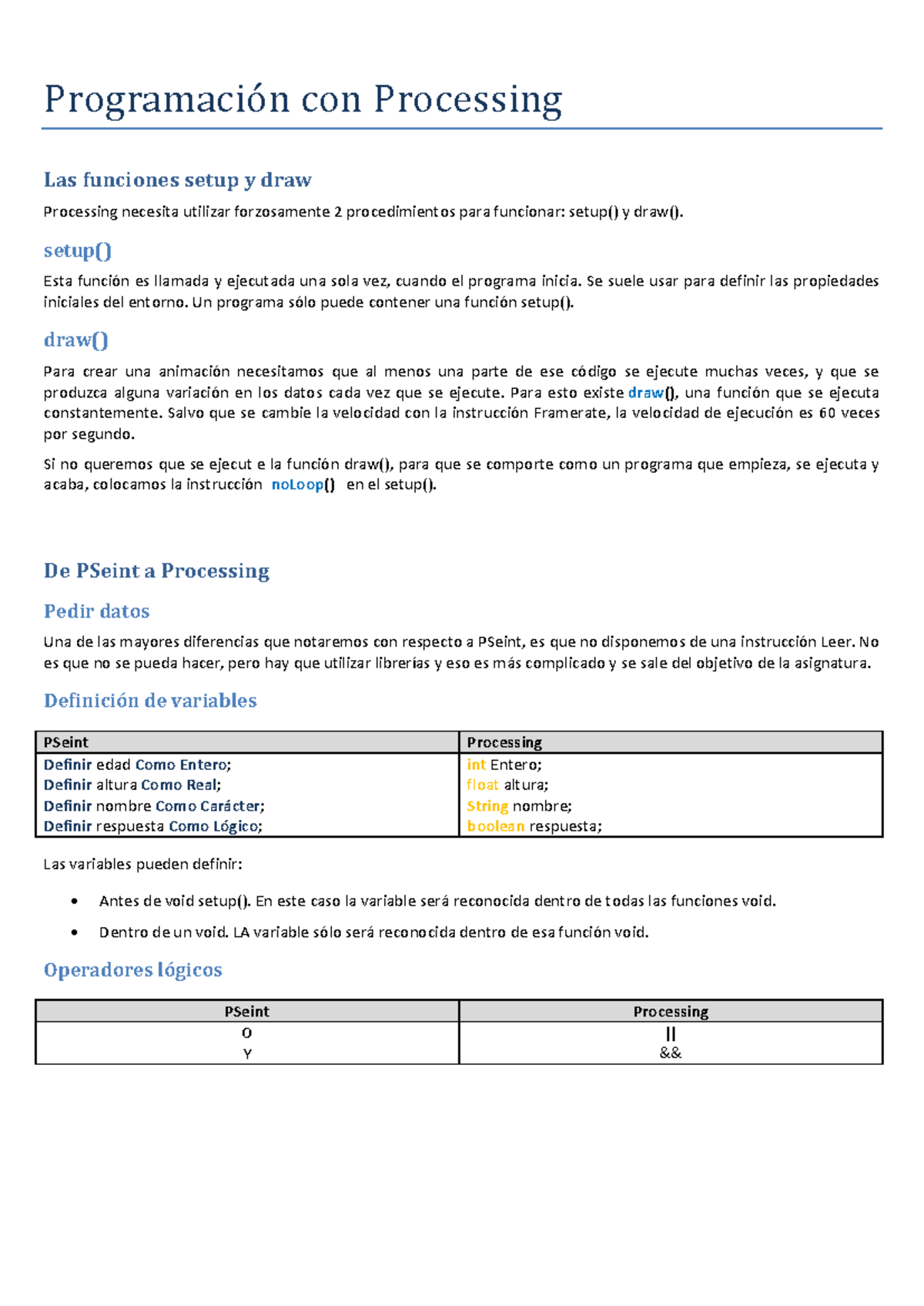 Programación con Processing: Funciones setup() y draw() - Studocu