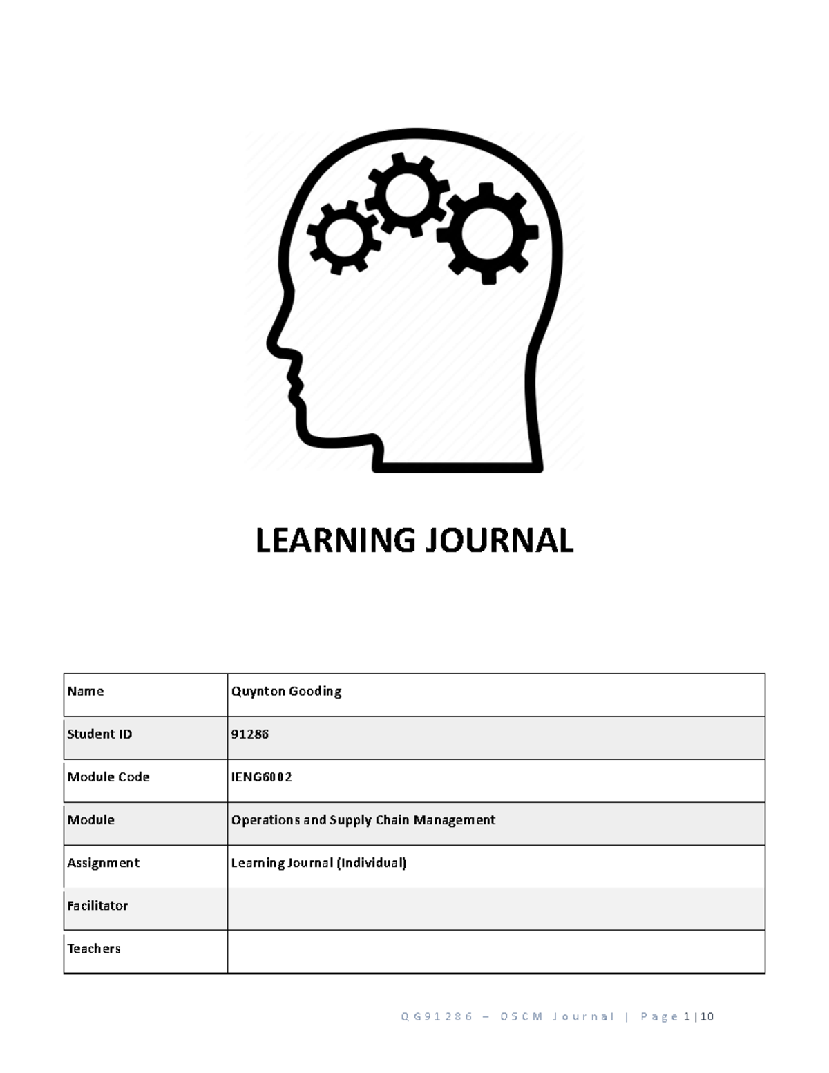 Learning Journal - A critical assessment of management and strategic ...