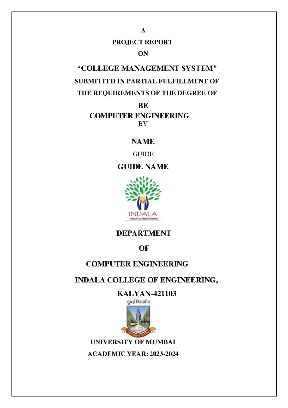MS Main - College Management System Project Report Overview - Studocu