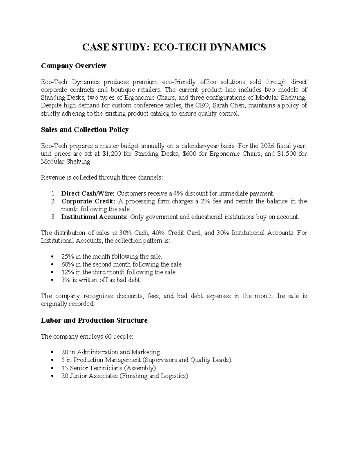 CASE STUDY: 2026 Budget Overview for DYNAMICS Company - Studocu